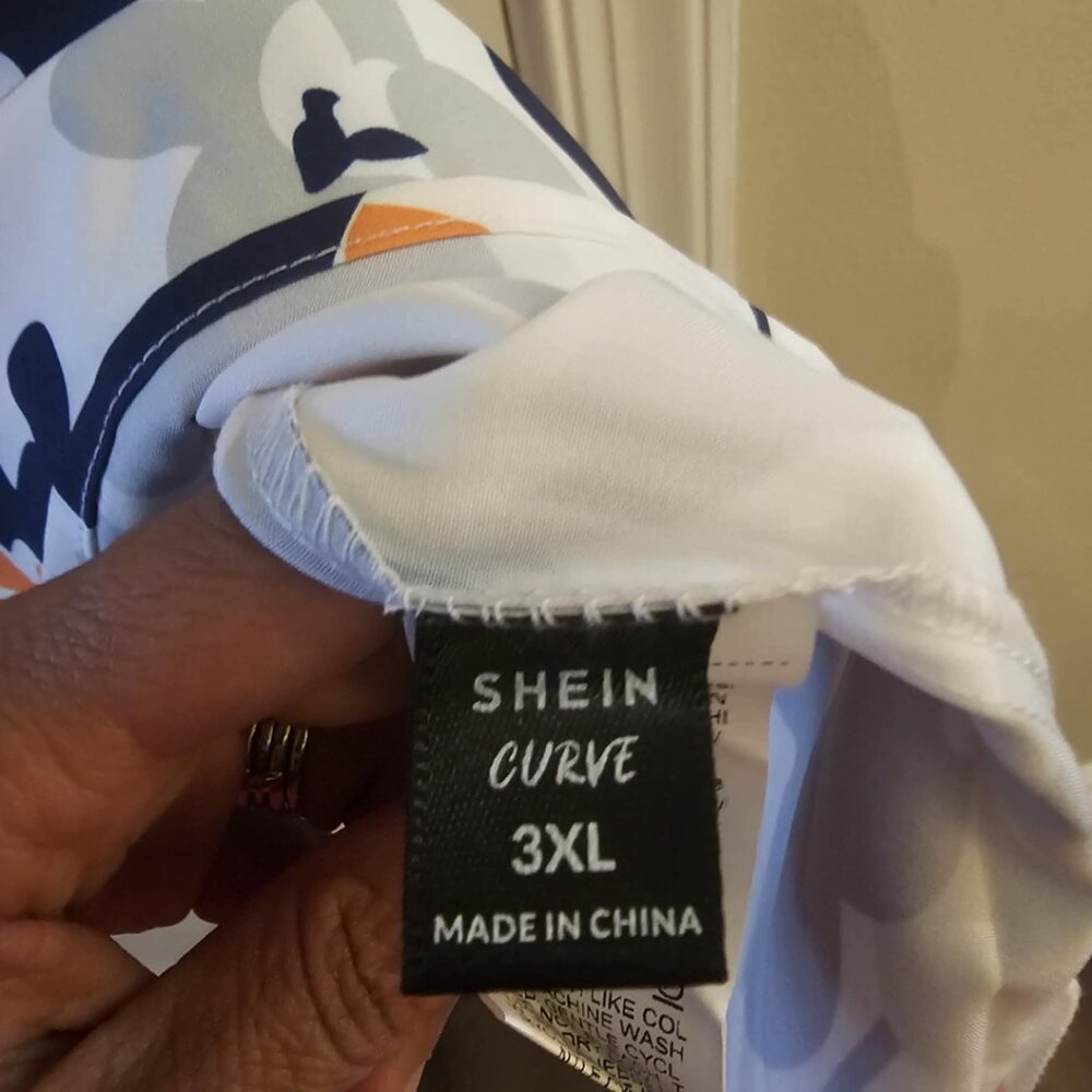 3X Plus White / Blue / Orange  Comfylo Romantic Floral Dress - Never Worn - Picture 3 of 3